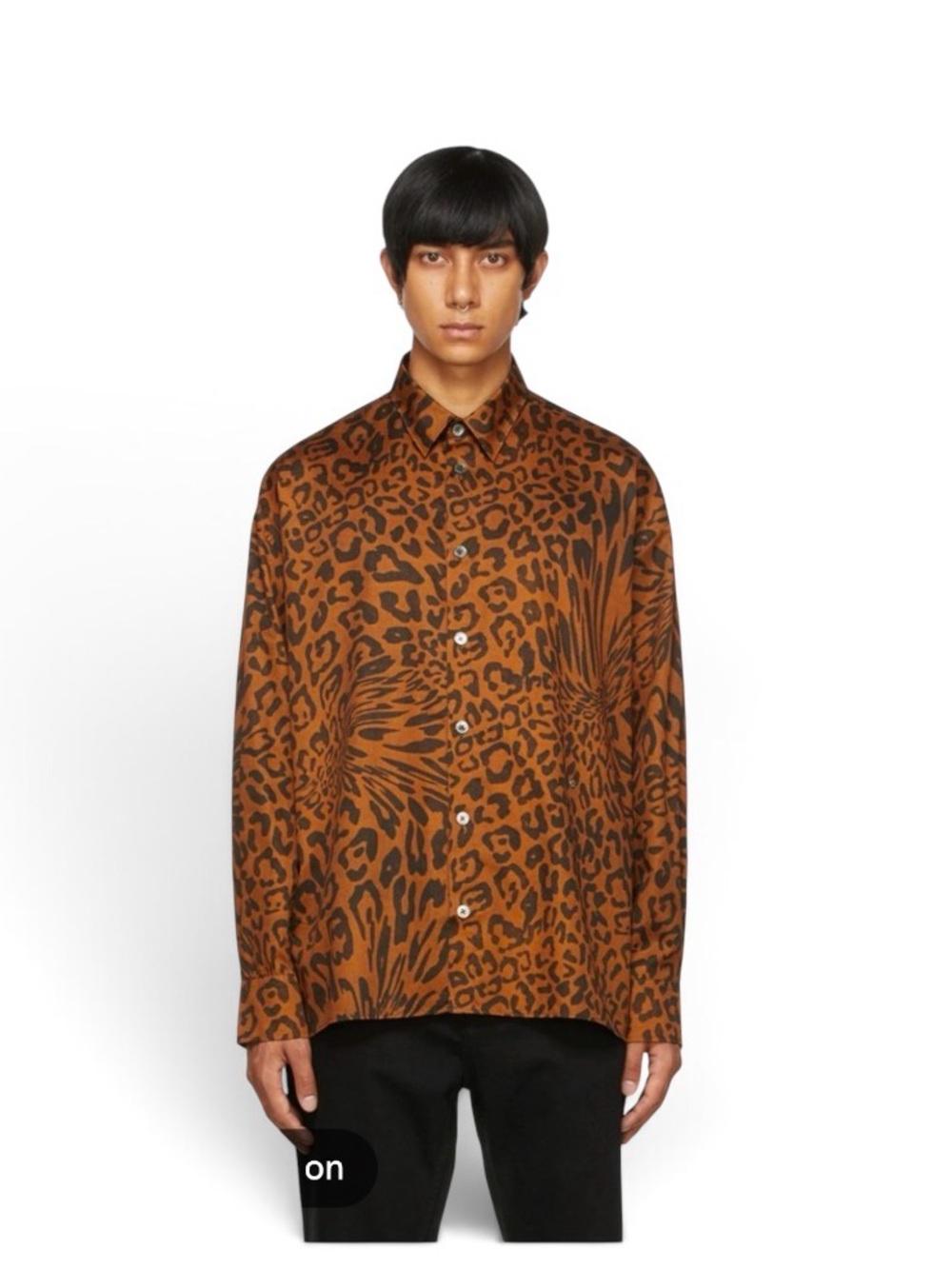 ETUADES  Orange Leopard Print Button-Up Shirt